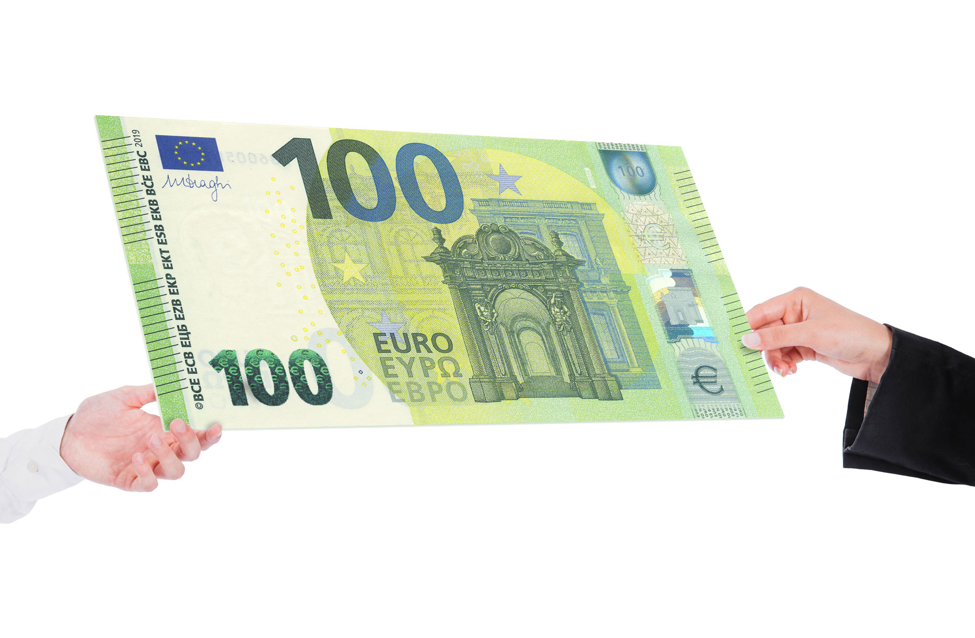 Übergabe Euro-Geldscheine Übergabe Euro-Geldscheine