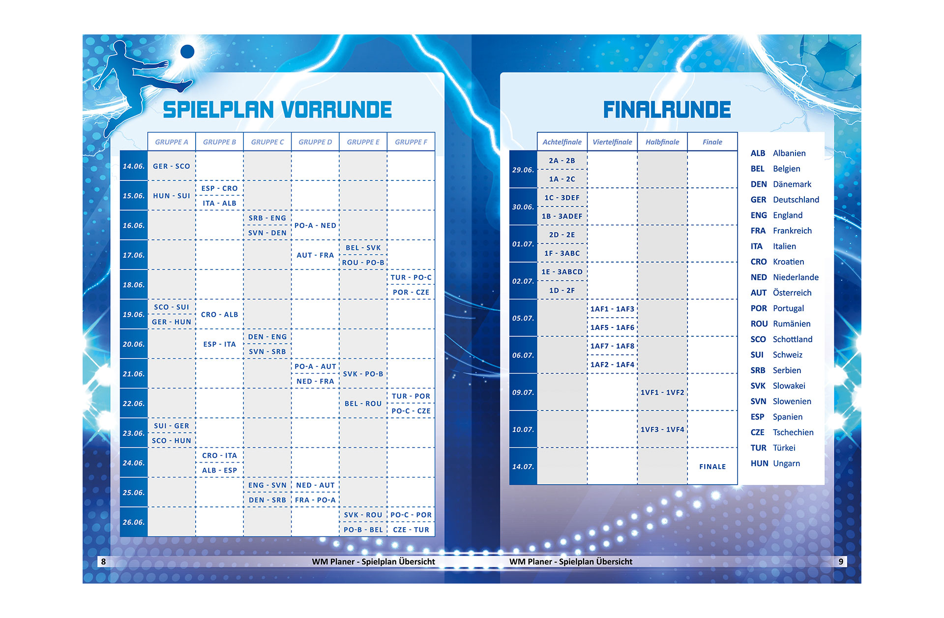 Fußball EM 2024 Spielplan Broschüre offen