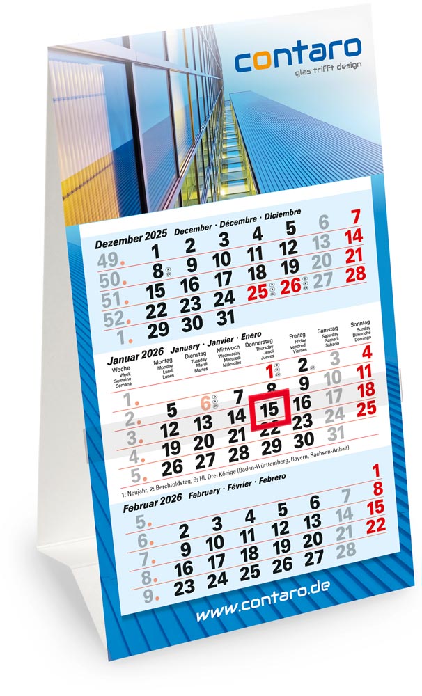 Tischkalender Table 3M Euro 4 Blau