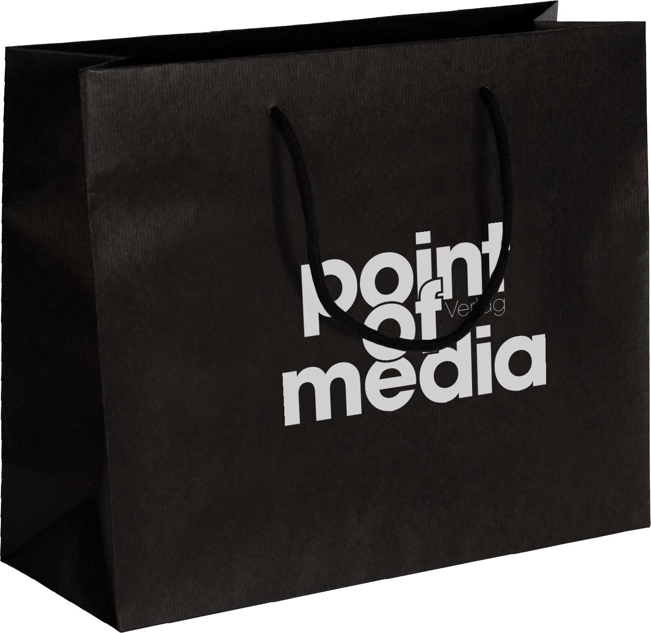 Tragetasche Papier Black schwarz mit Logo Tragetasche Papier Black schwarz mit Logo