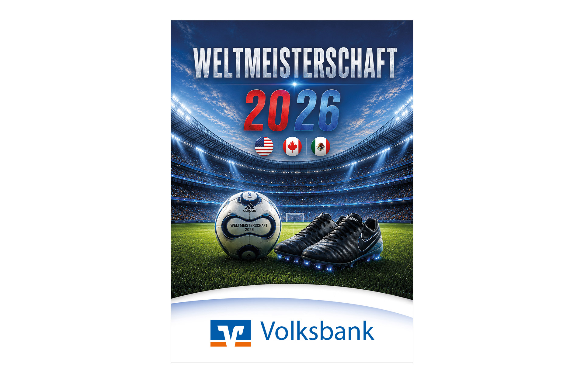 Fußball WM 2026 - Spielplan Faltblatt Volksbank