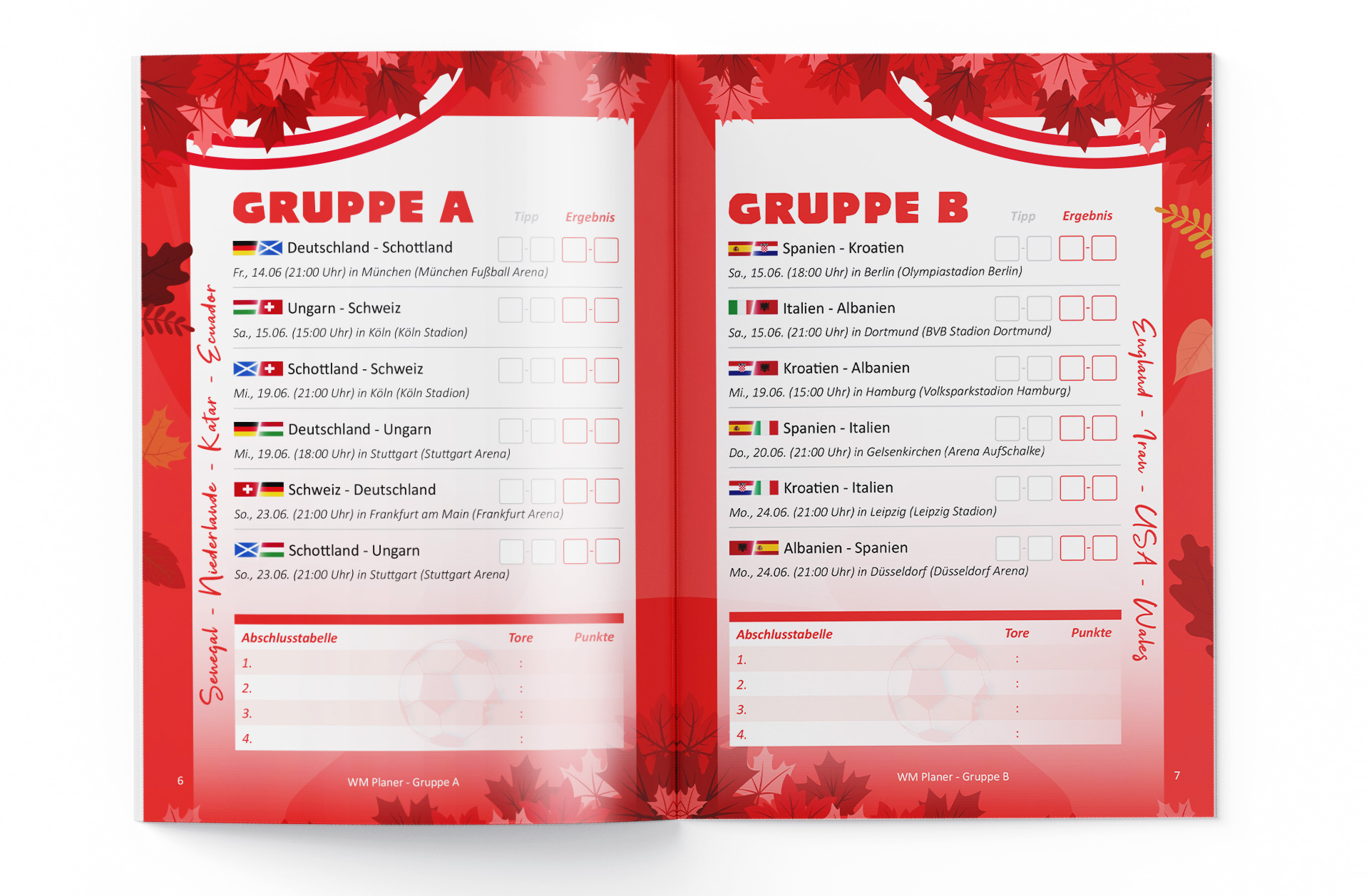 Fußball WM 2026 Spielplan Broschüre Innenseite 2