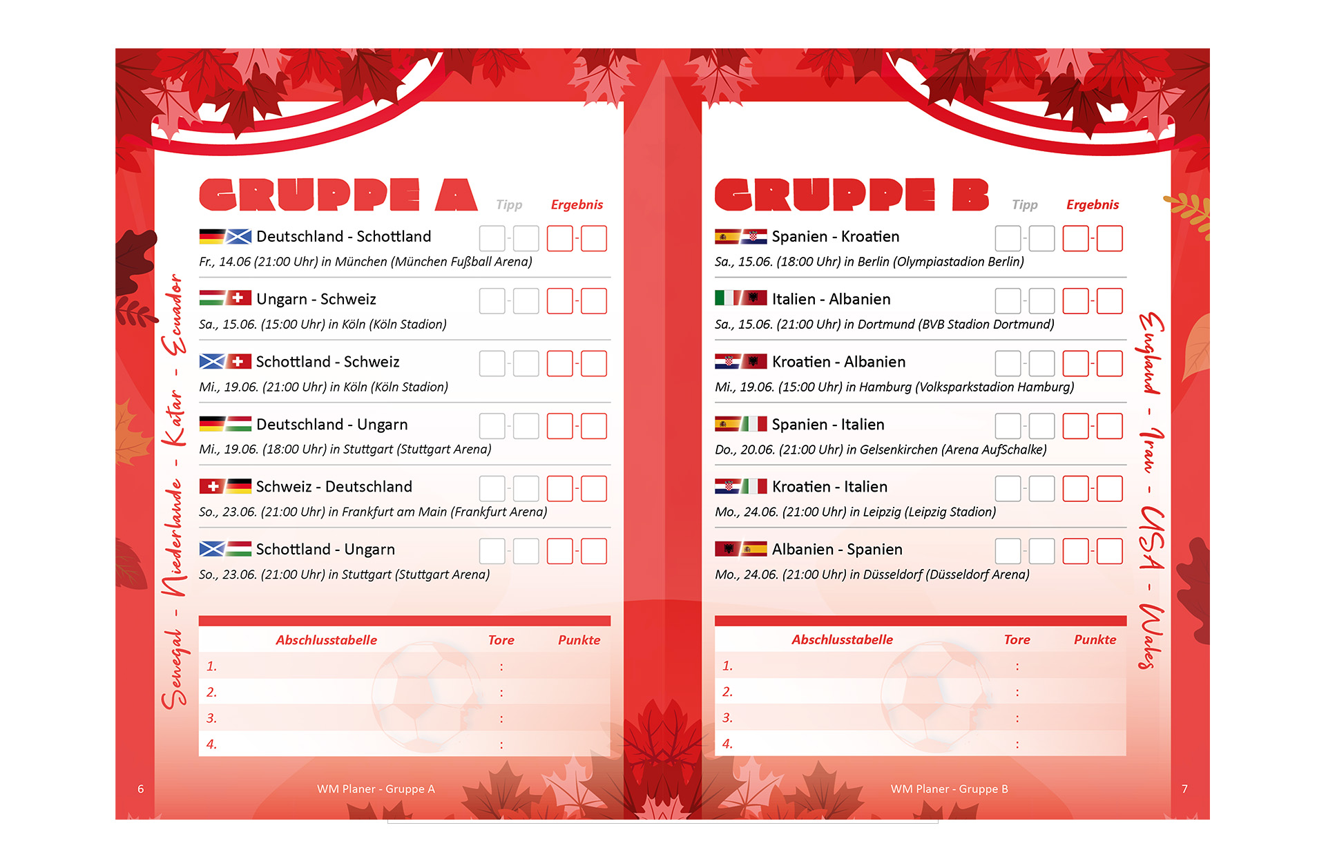 Fußball WM 2026 Spielplan Broschüre offen