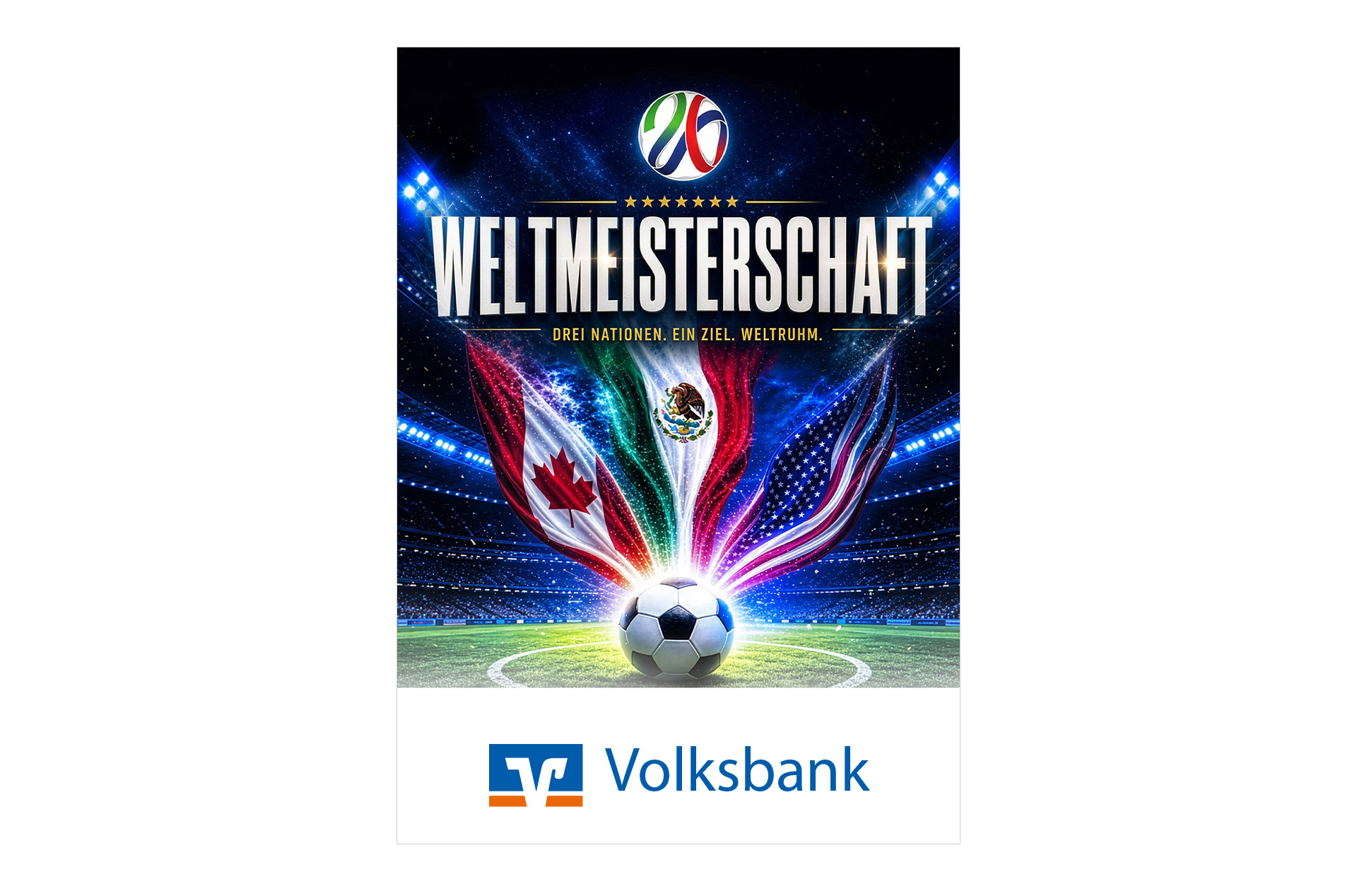 Fußball WM 2026 - Spielplan Faltblatt Volksbank