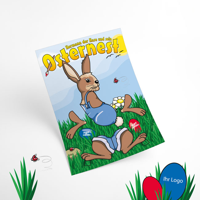 Osternest Bastelbogen Hermann der Hase und sein Osternest