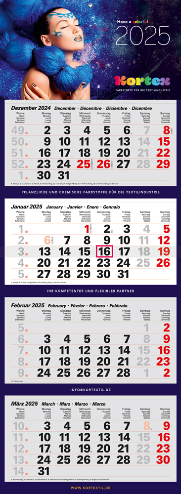 Wandkalender Primus Euro West 4M