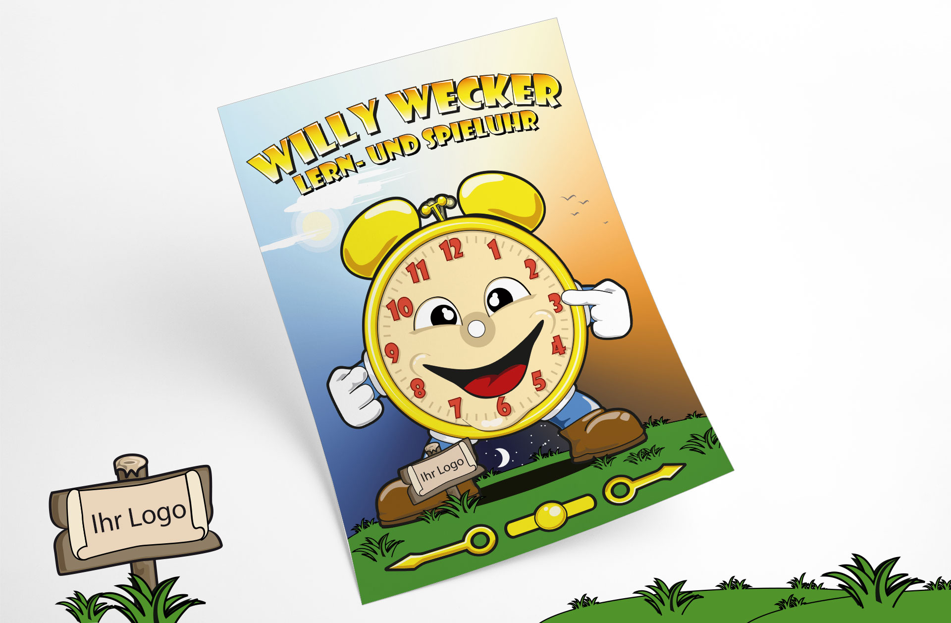 Lernuhr Willy Wecker mit Logo Lernuhr Willy Wecker mit Logo