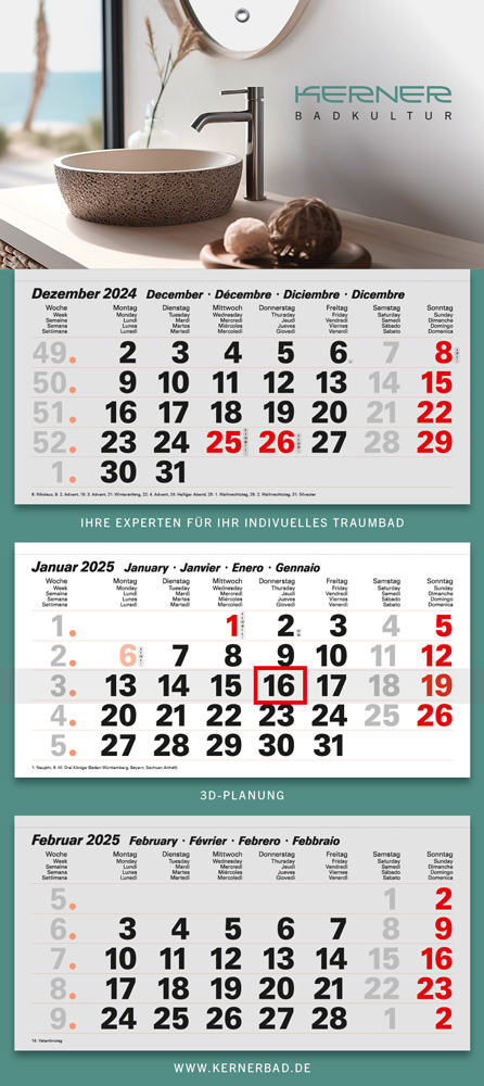 3-Monatskalender "Junior Euro West 3M" 3-Monatskalender "Junior Euro West 3M"