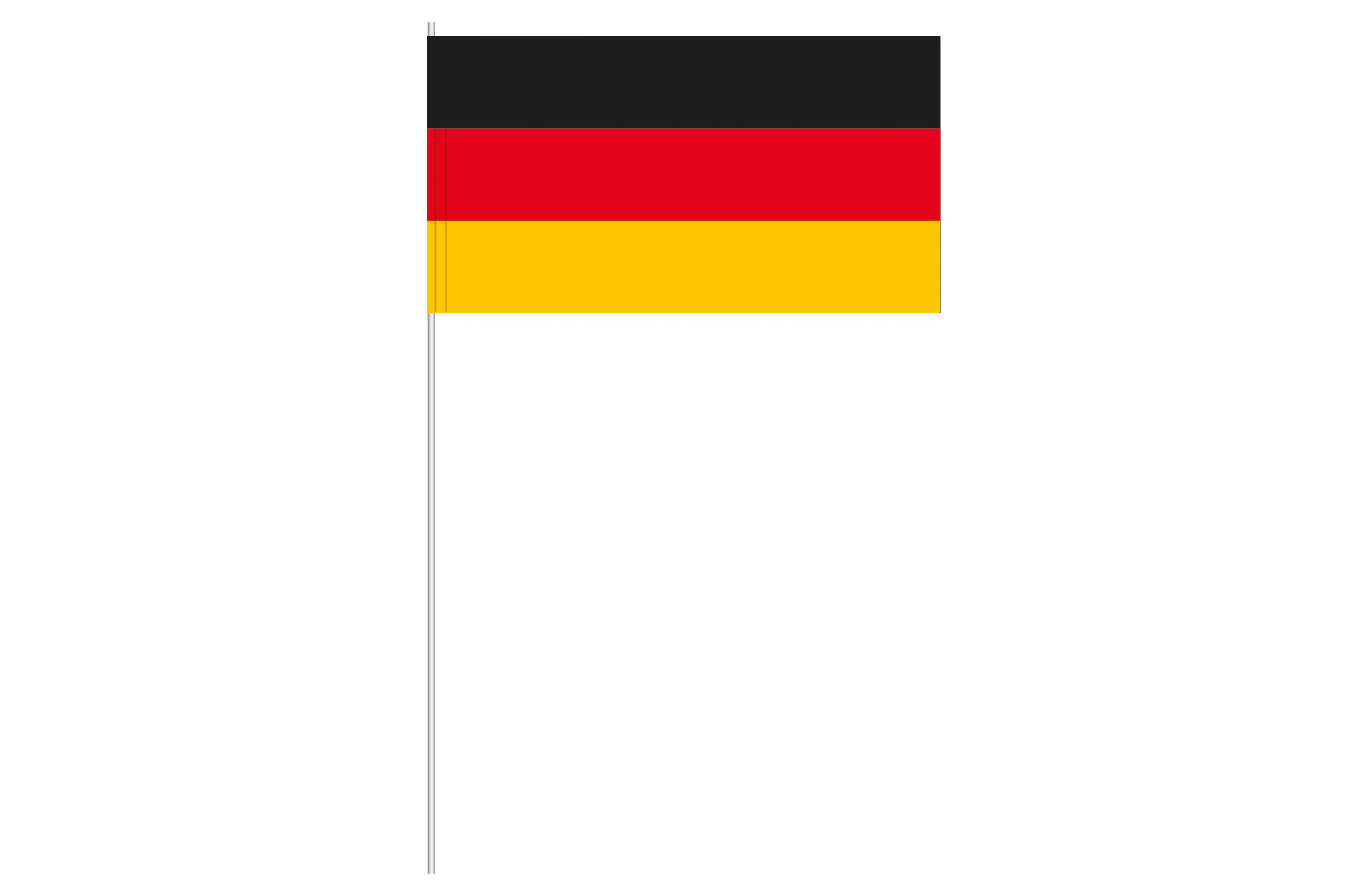 Papierfahne Deutschland mit weißem Polystyrolstab für die Fußball WM 2026