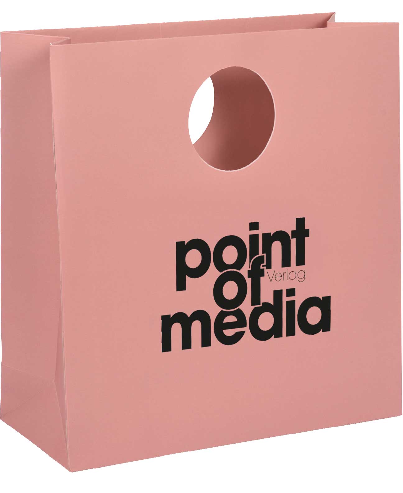 Papier-Tragetasche Avantgarde rosenholz rund mit Logo