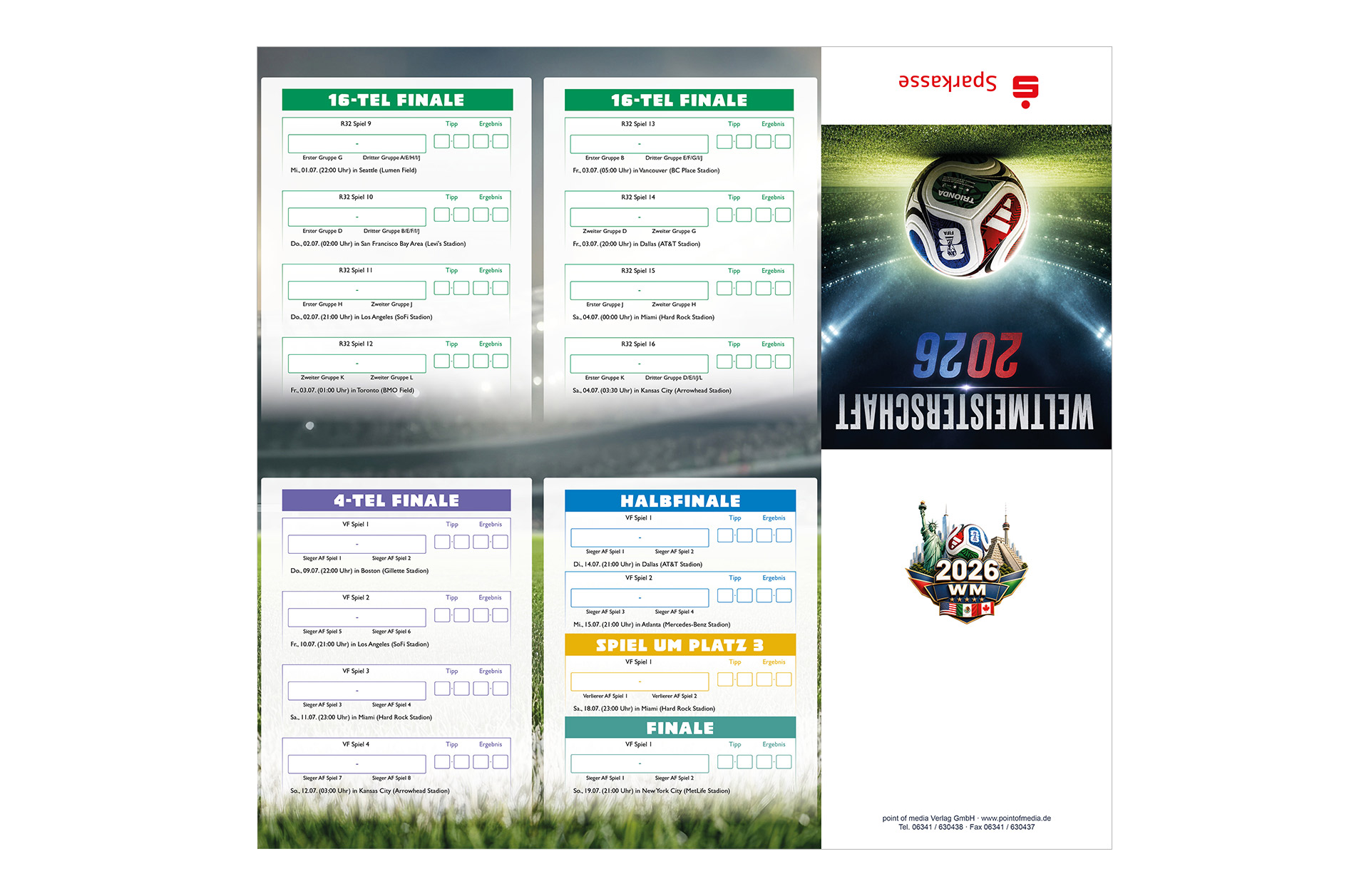 Fußball WM 2026 - Spielplan Faltblatt Sparkasse