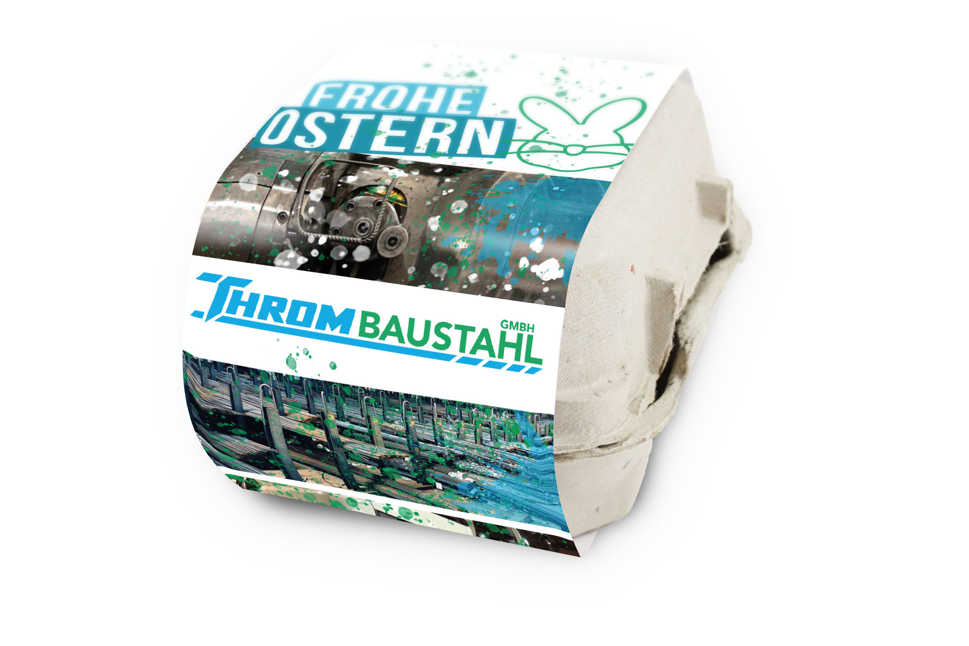 Ostereier mit Logo Banderole Thorm Baustahl