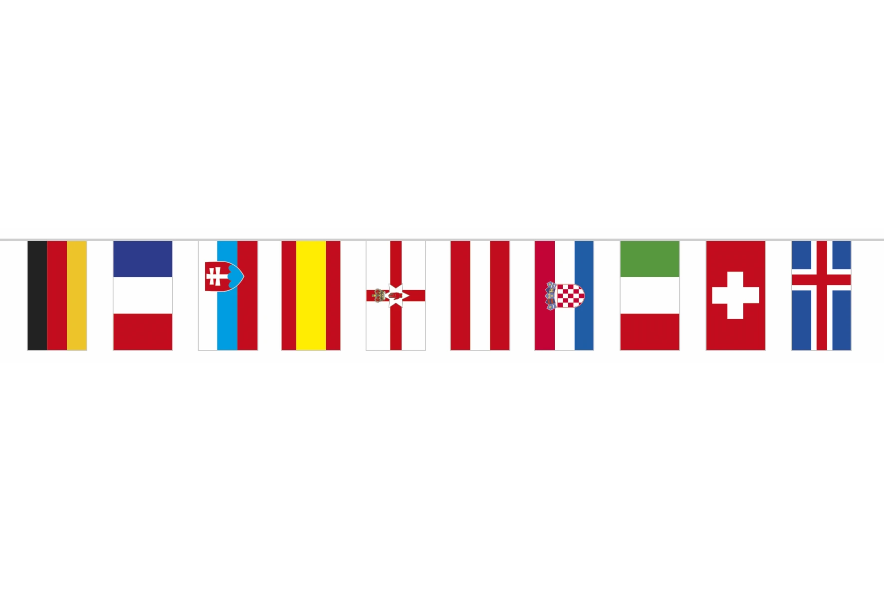 Fahnenkette WM 2026 mit Fahnen von 24 Teilnehmern