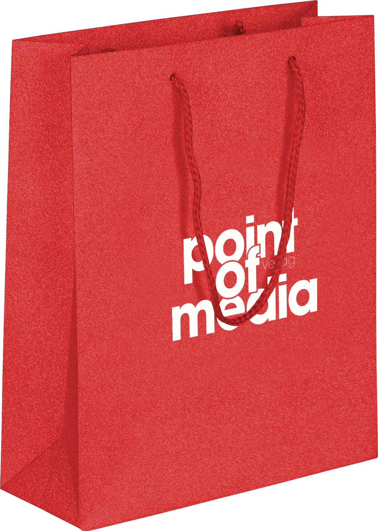 Tragetasche Papier Glamour rot mit Logo