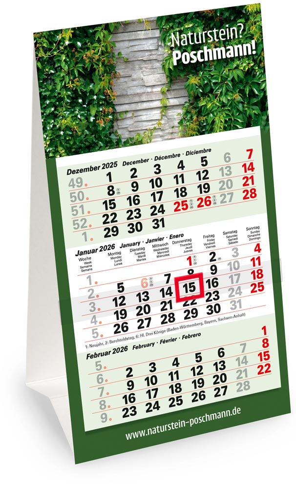 Tischkalender Table 3M Euro 4 Grün