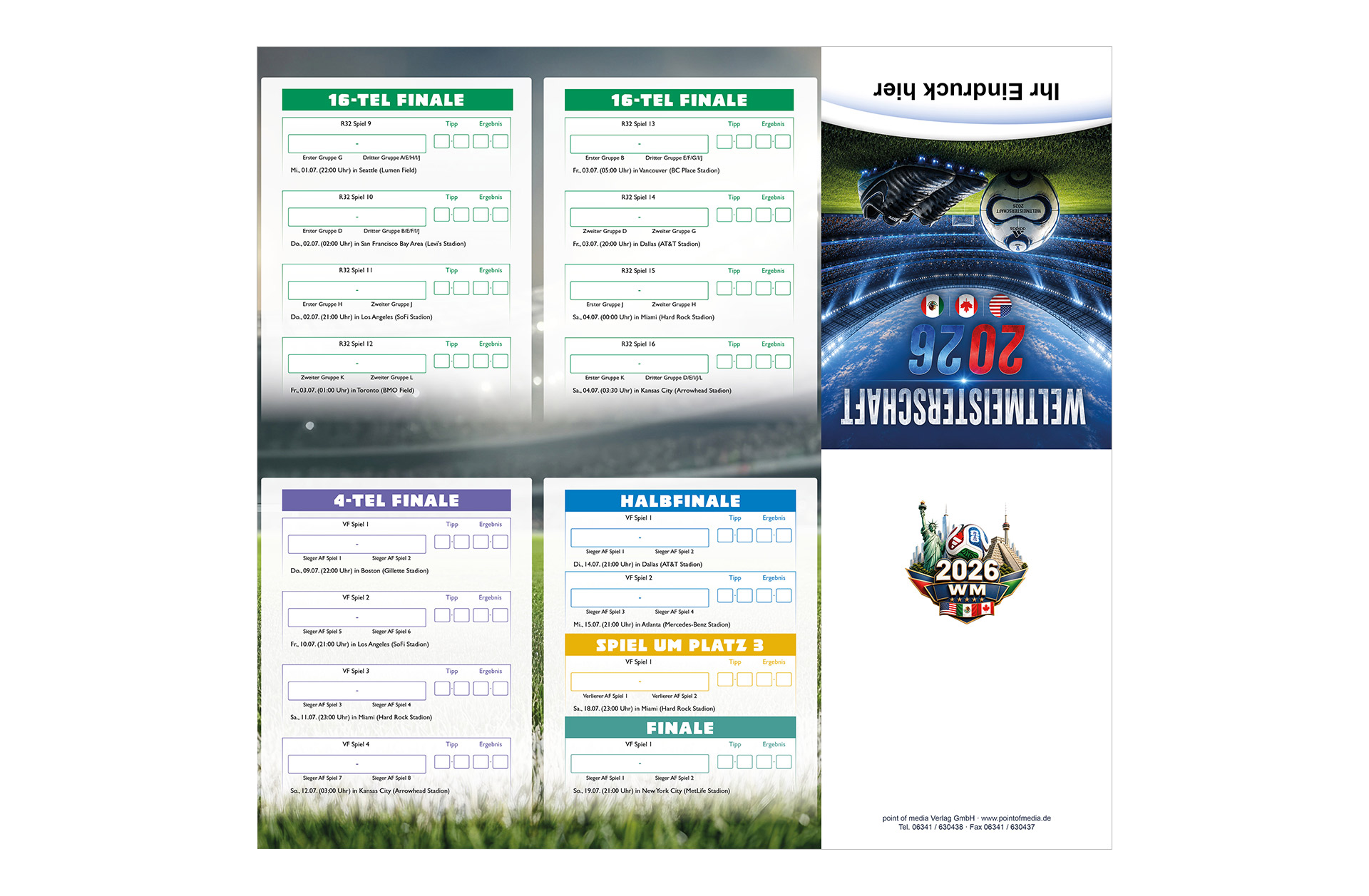 Fußball WM 2026 - Spielplan Faltblatt