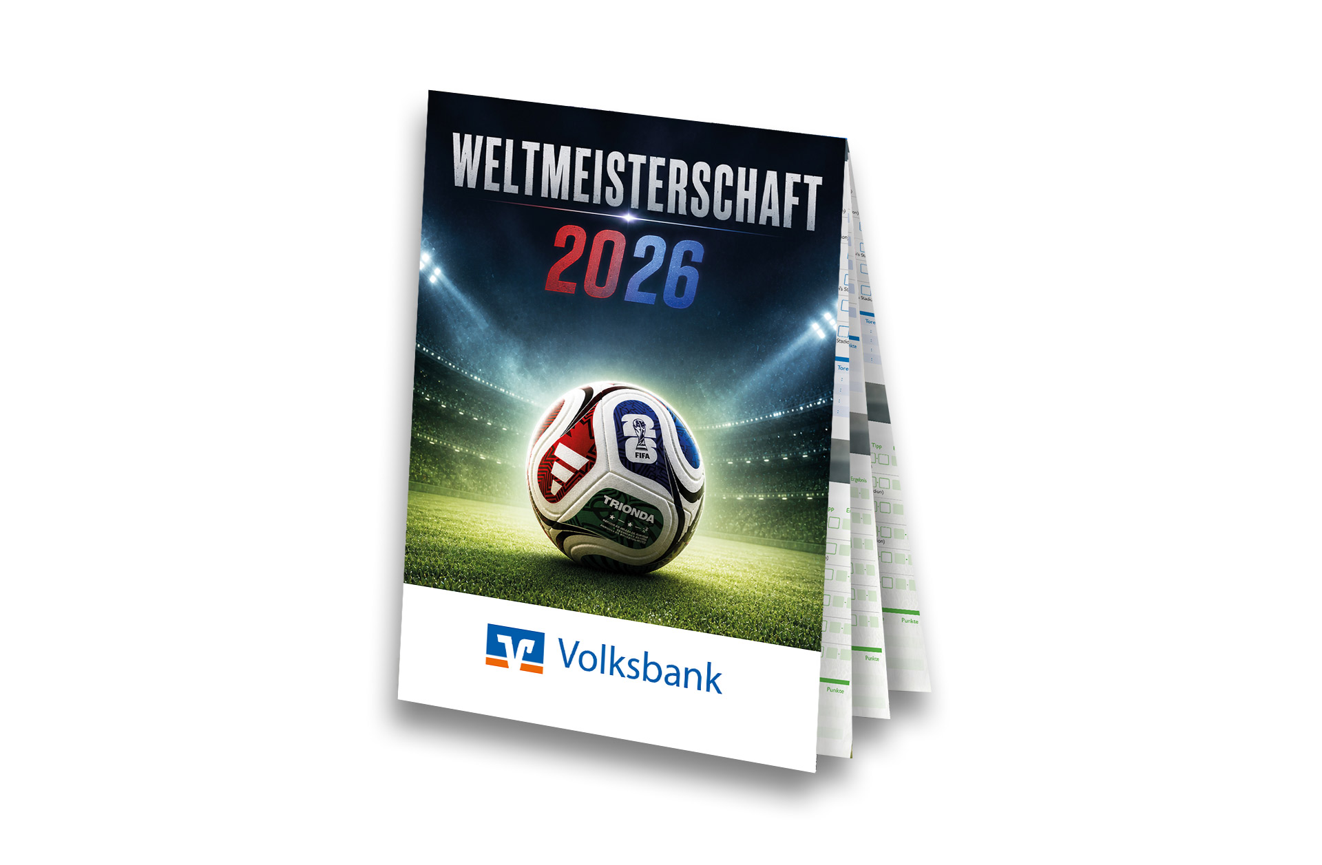 Fußball WM 2026 - Spielplan Faltblatt Volksbank