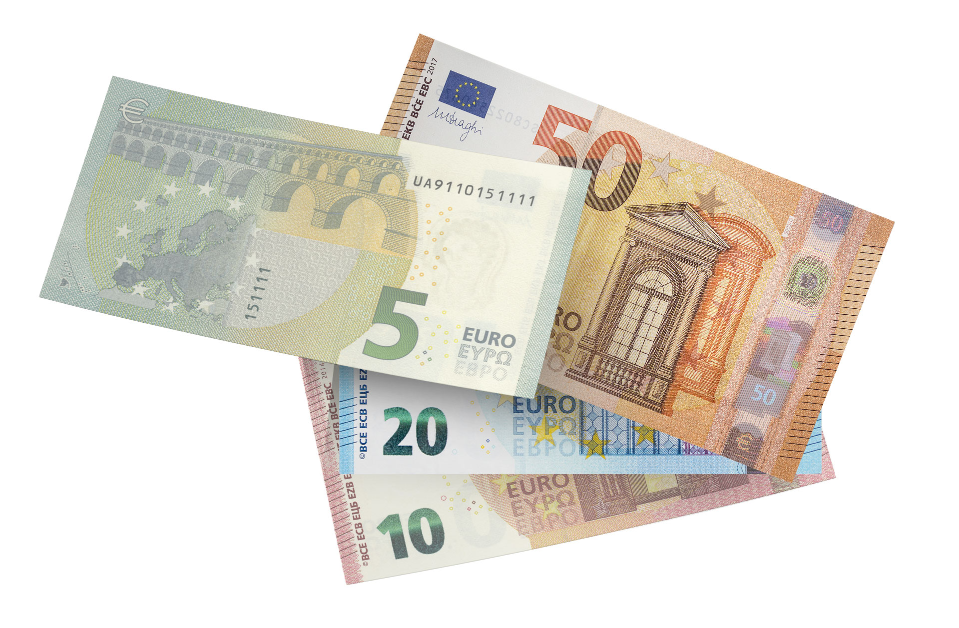Übergabe Euro-Geldscheine