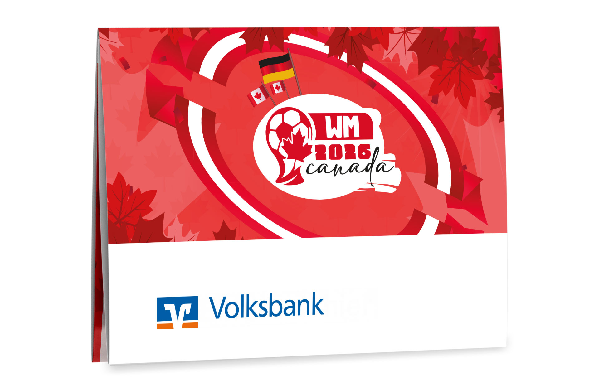 Fußball WM 2026 - Spielplan Leporello Flyer Volksbank