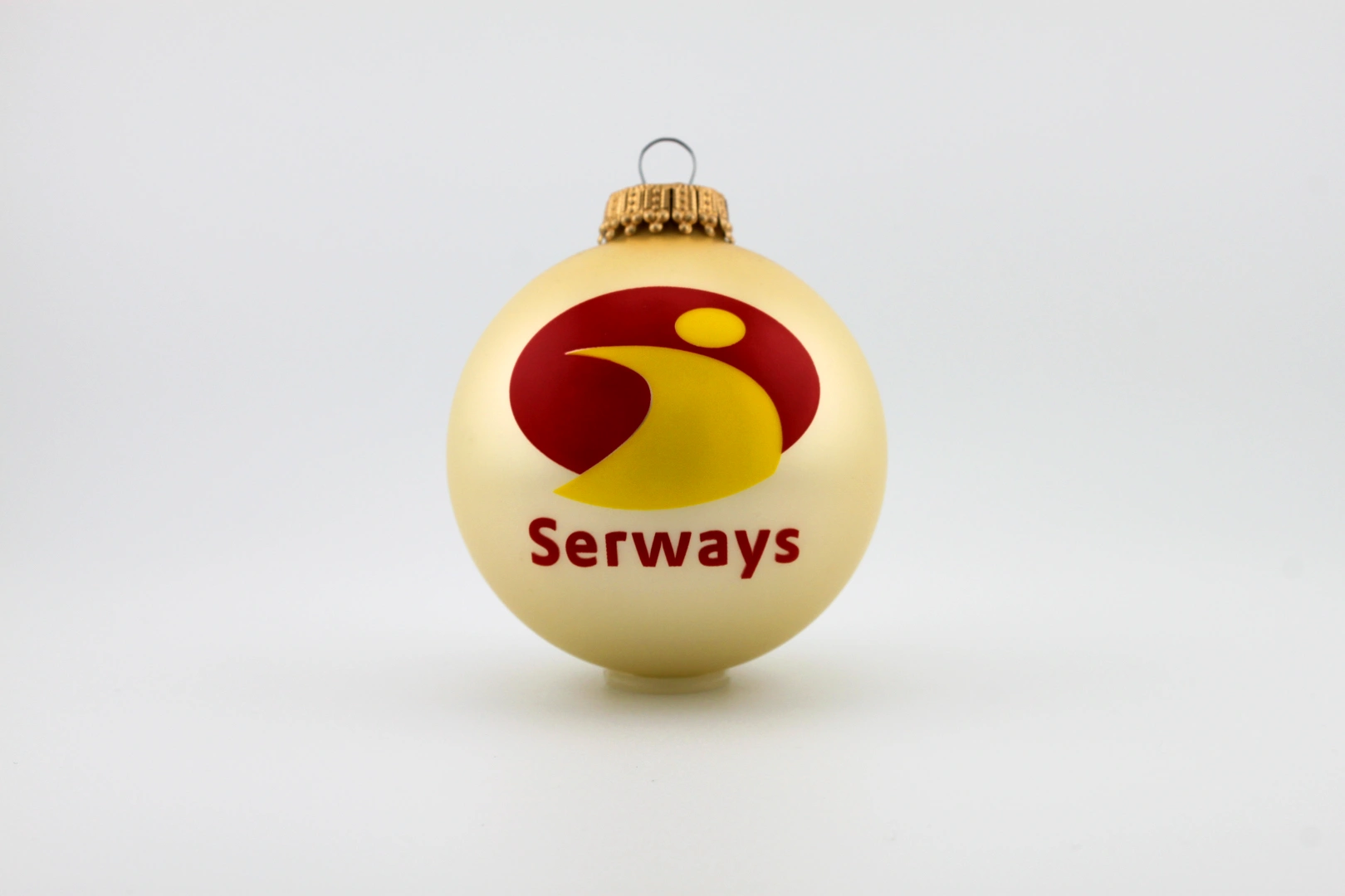 Weihnachtskugel mit logo “ goldene Kugel mit Serways-Logo