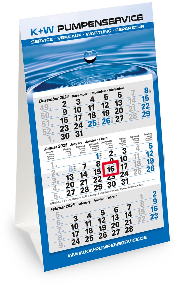 Tischkalender Table 3M Euro 4 Grau