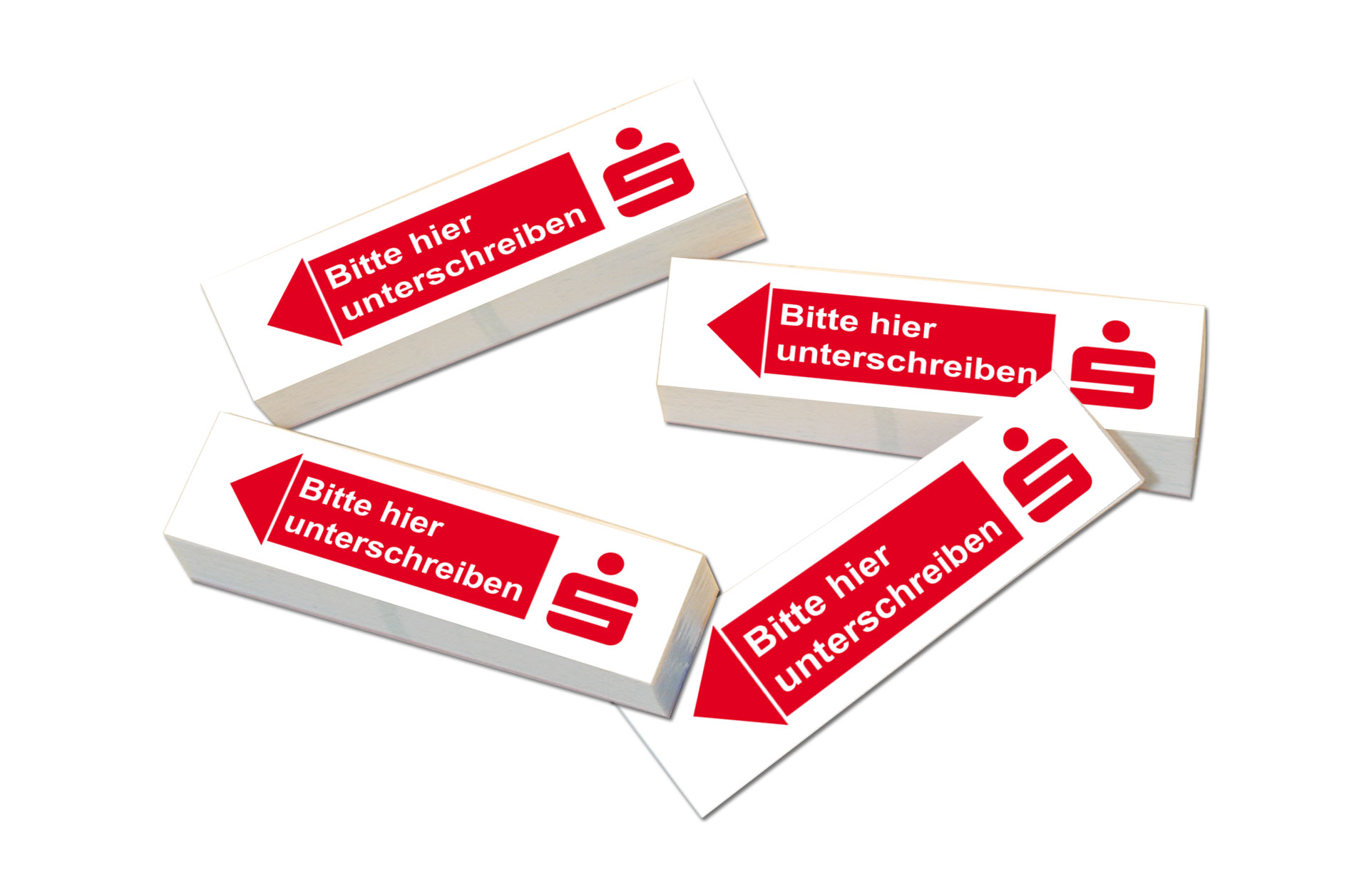 Haftnotizen bitte hier unterschreiben Sparkasse links