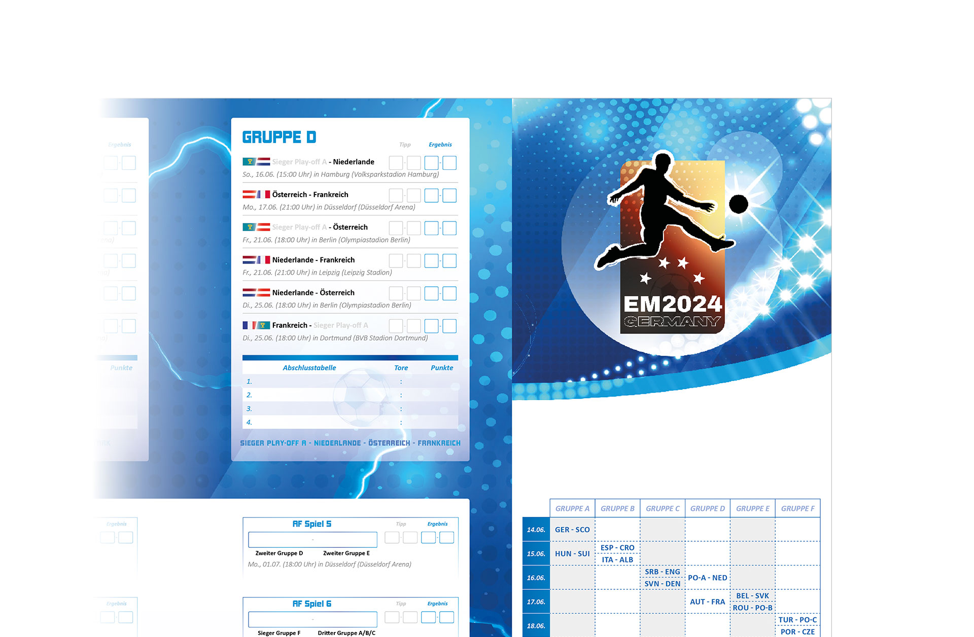 Fußball EM 2024 Spielplan Wandplaner