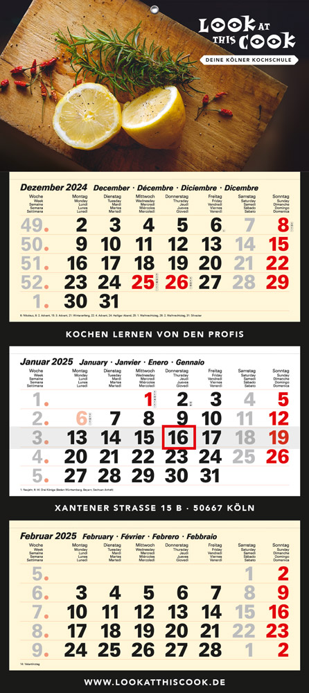 Wandkalender Junior Euro West 3M Chamois