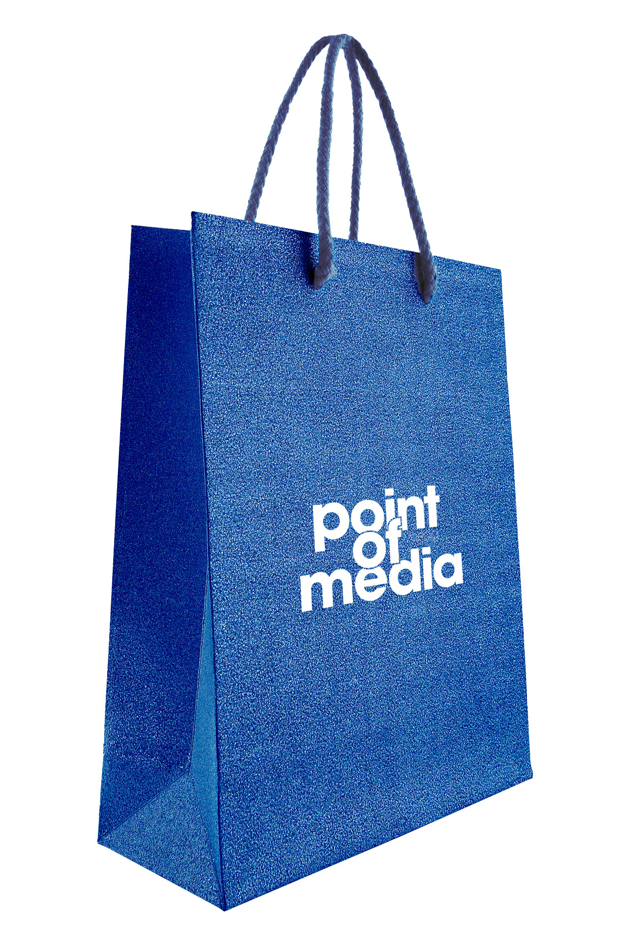 Tragetasche Papier Glamour blau mit Logo