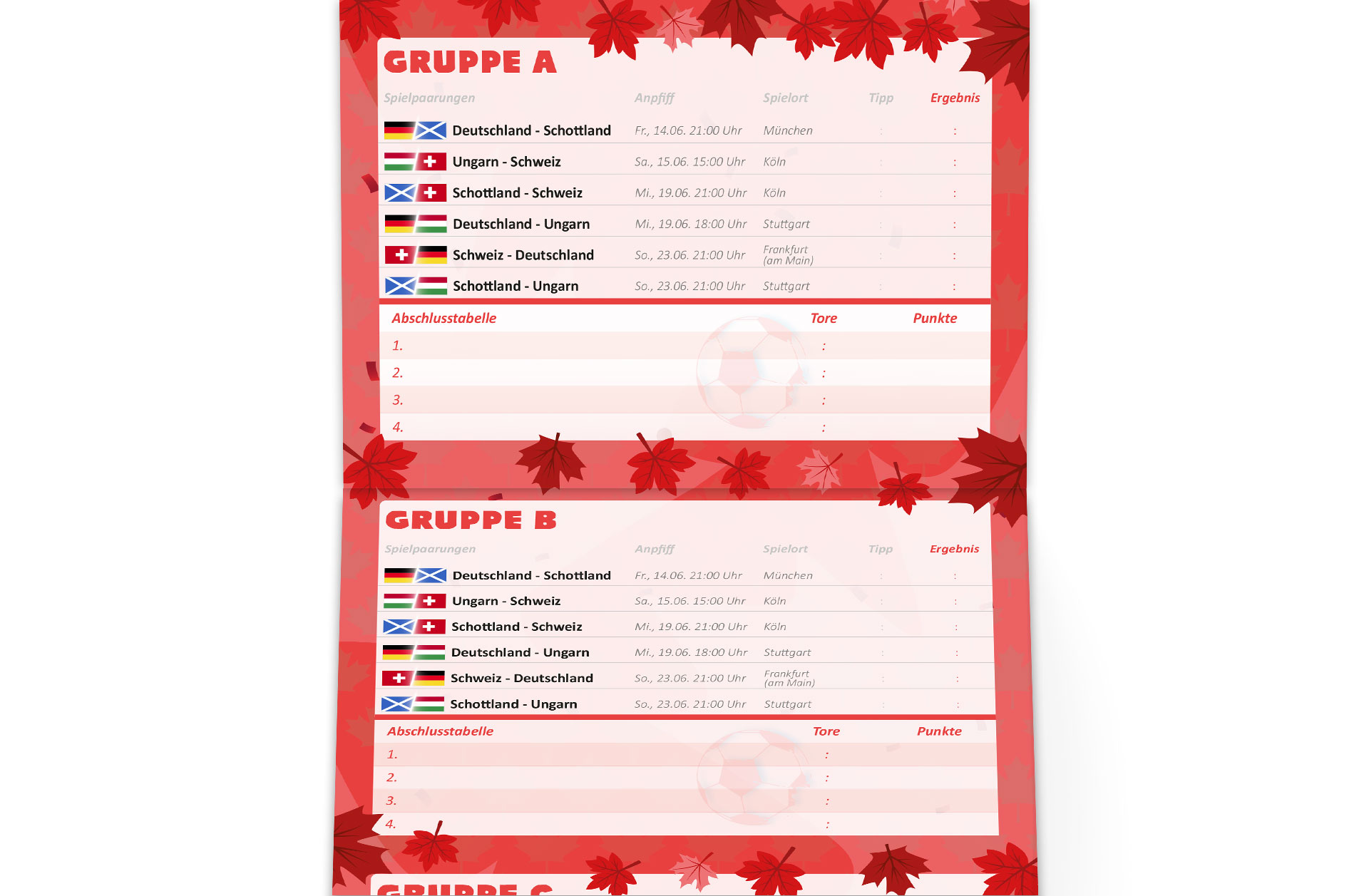 Fußball WM 2026 Spielplan Leporello Fußball WM 2026 Spielplan Leporello