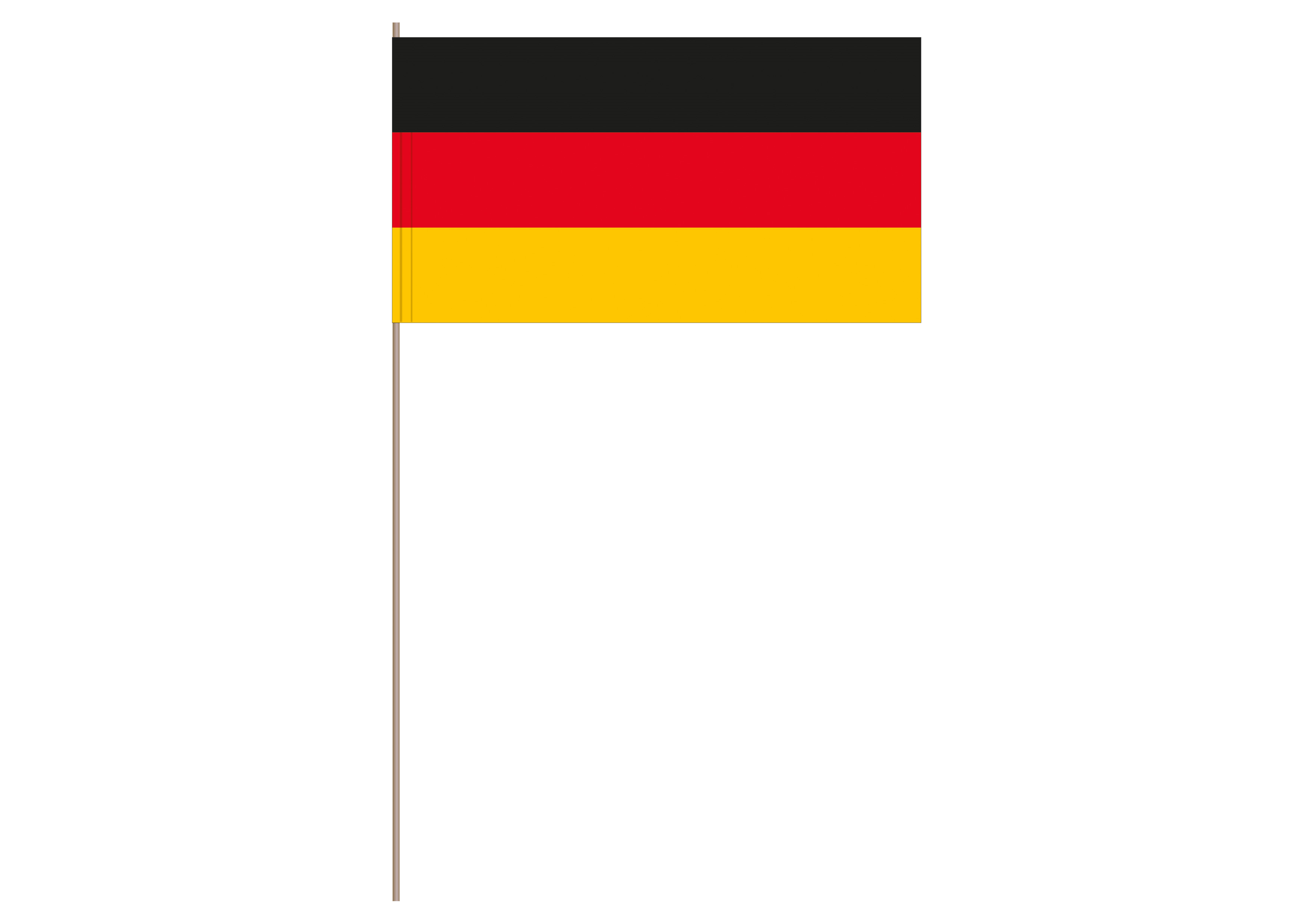 Papierfahne Deutschland mit Holzstab für die Fußball WM 2026