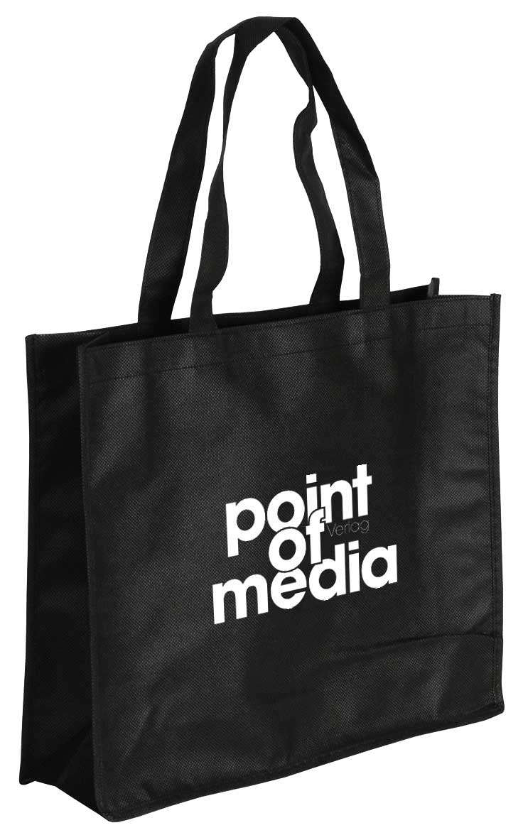 Non-Woven Tragetasche Daily schwarz mit Logo