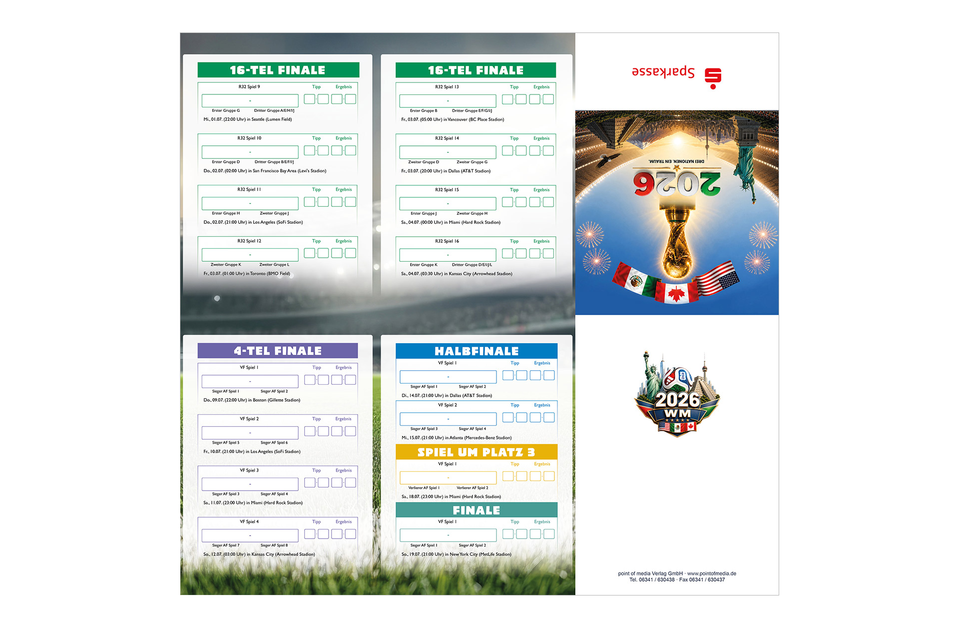 Fußball WM 2026 - Spielplan Faltblatt Sparkasse