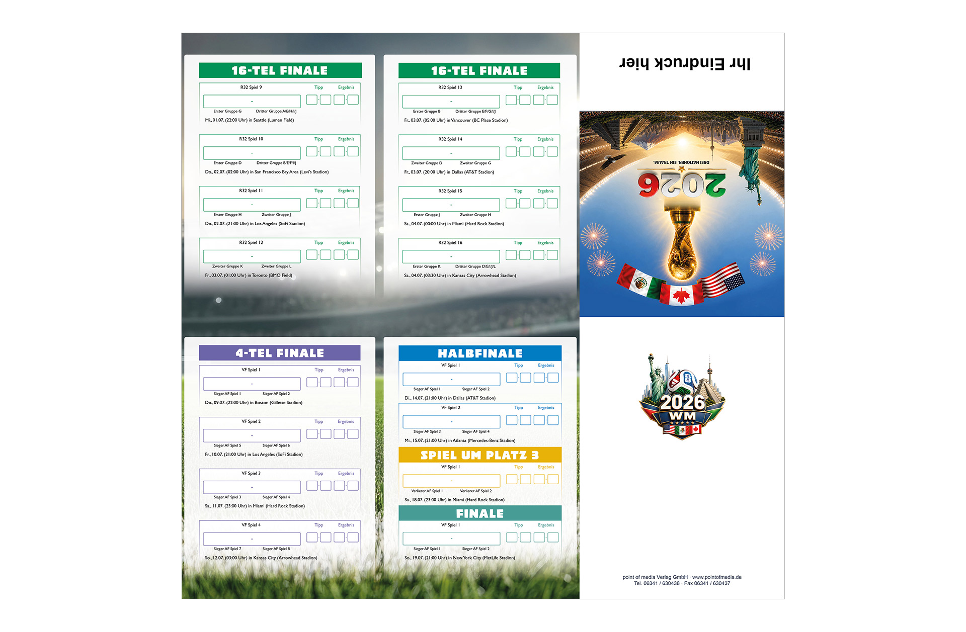 Fußball WM 2026 - Spielplan Faltblatt