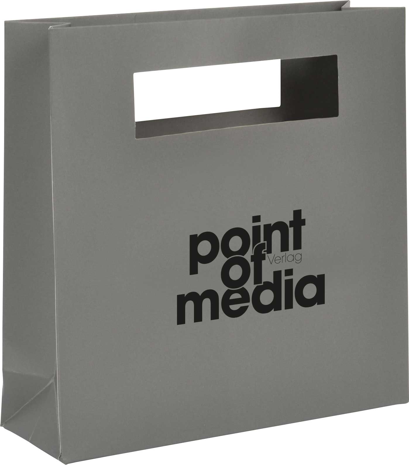 Papier-Tragetasche Avantgarde anthrazit eckig mit Logo