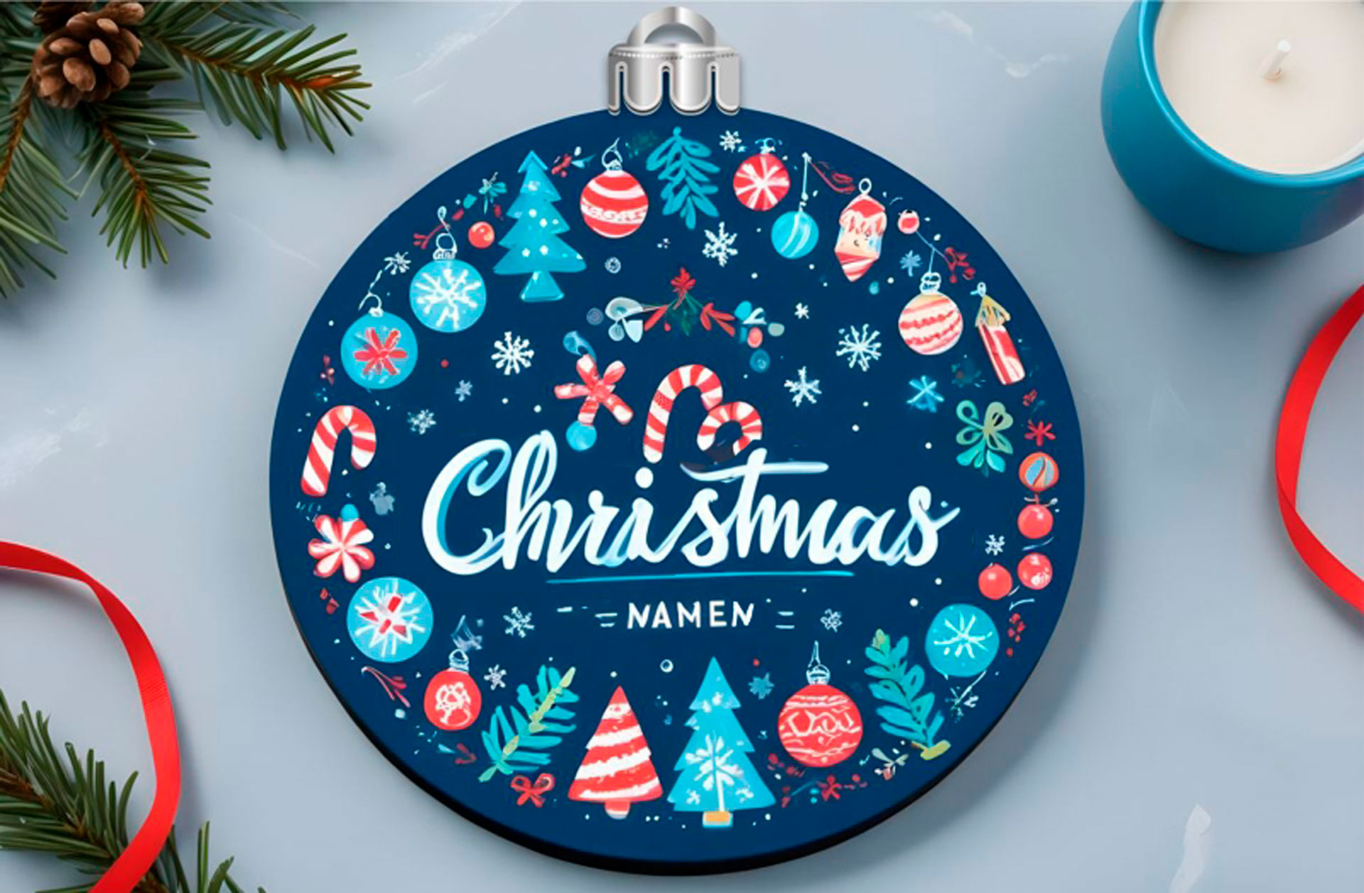 Weihnachtskugel Holzkugel blau