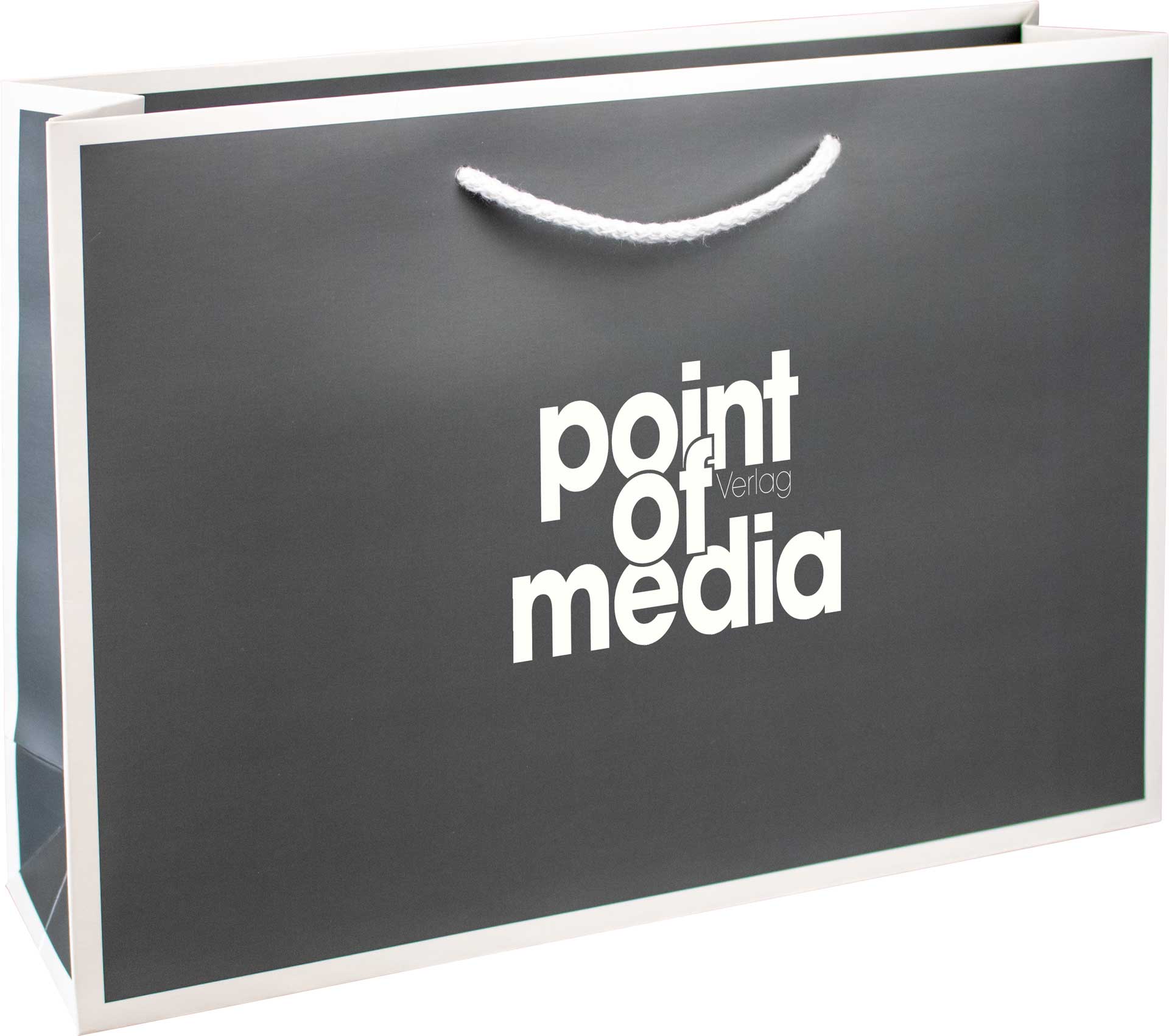 Tragetasche Papier Granit anthrazit mit Logo