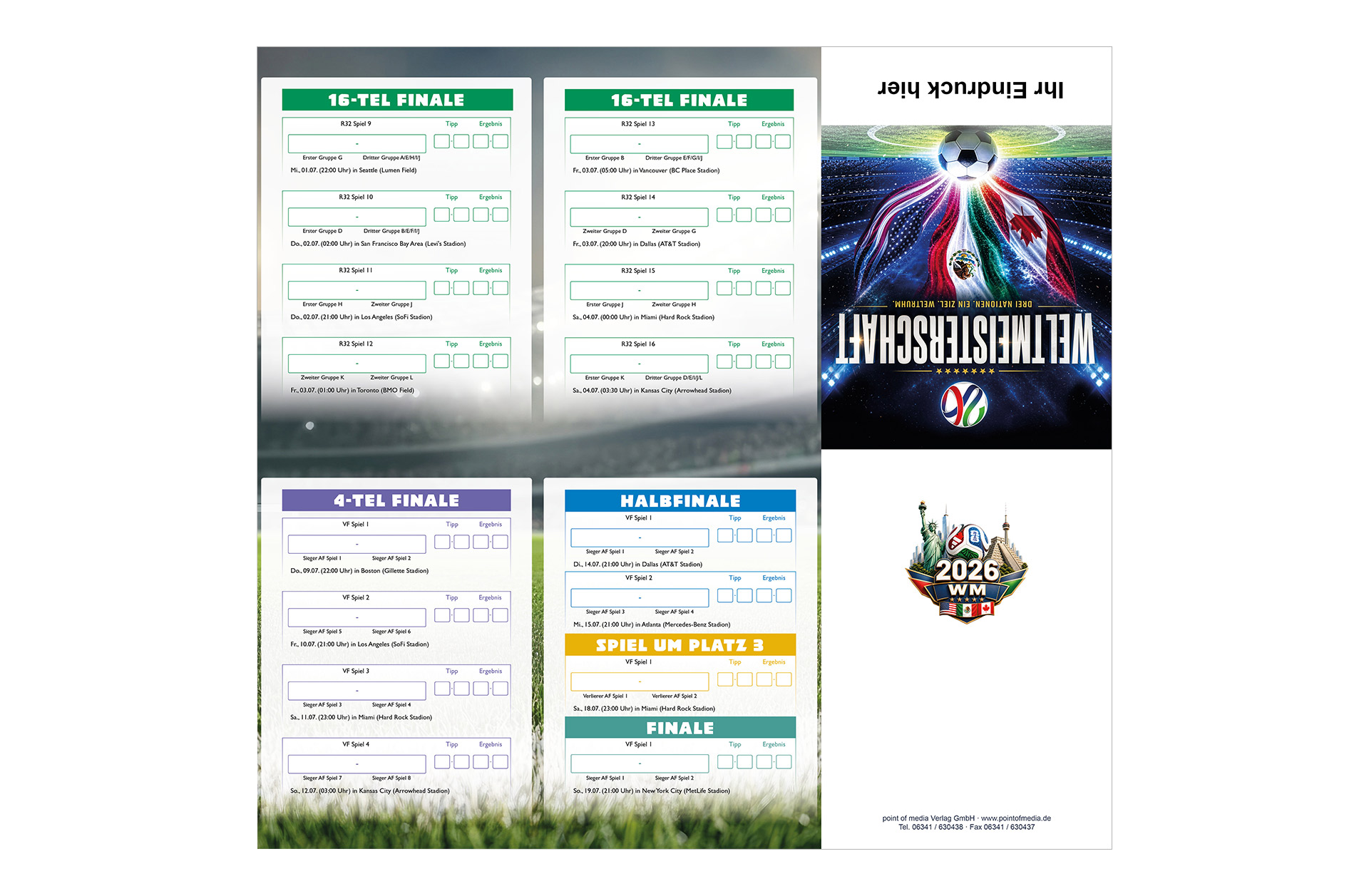 Fußball WM 2026 - Spielplan Faltblatt