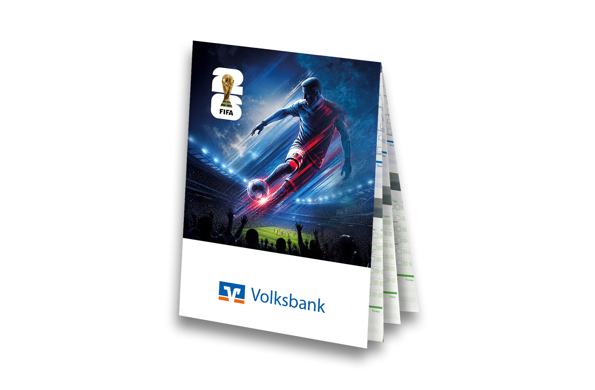 Fußball WM 2026 - Spielplan Faltblatt Volksbank
