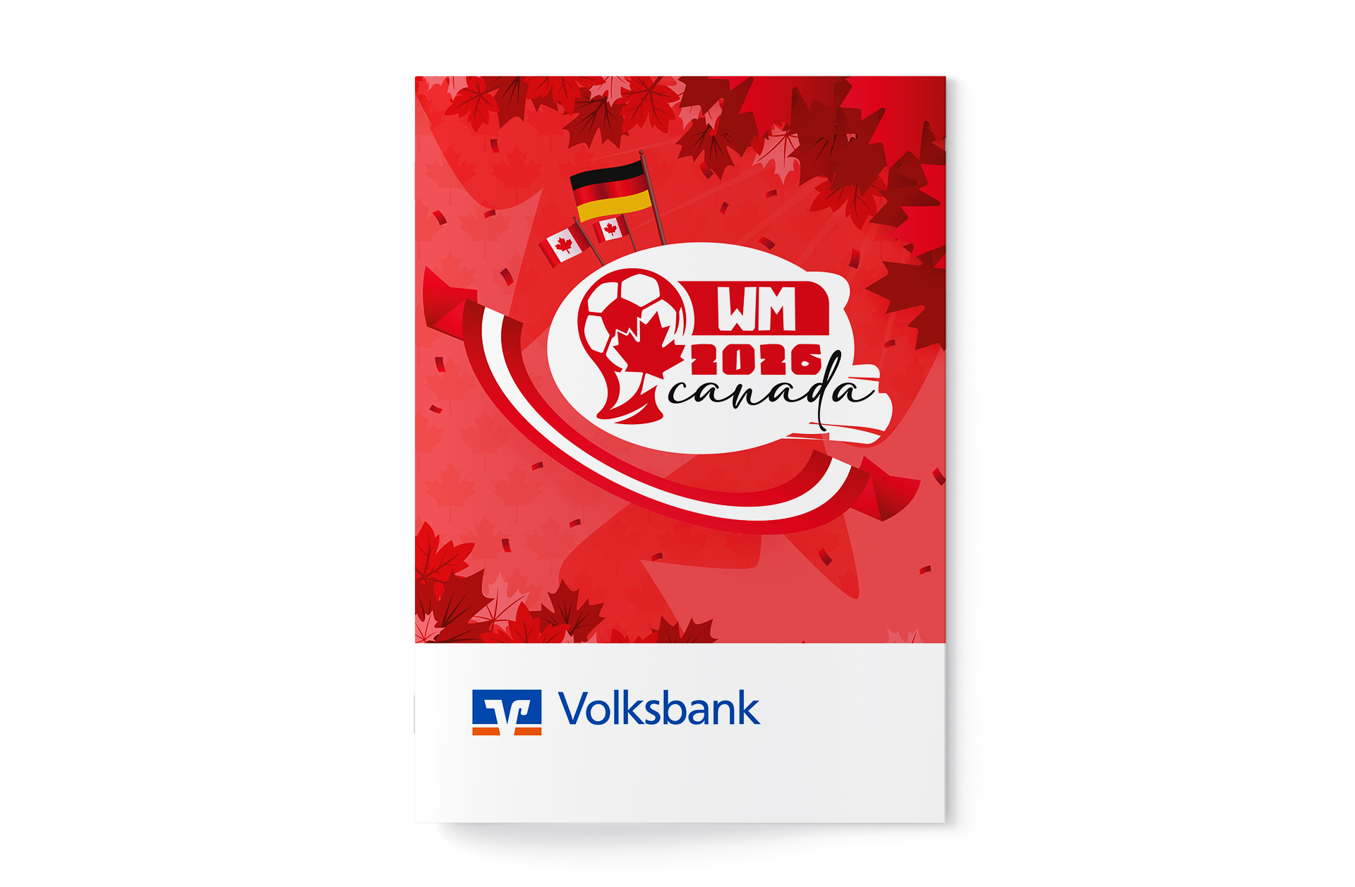 Fußball WM 2026 Spielplan Broschüre Deckblatt Volksbank
