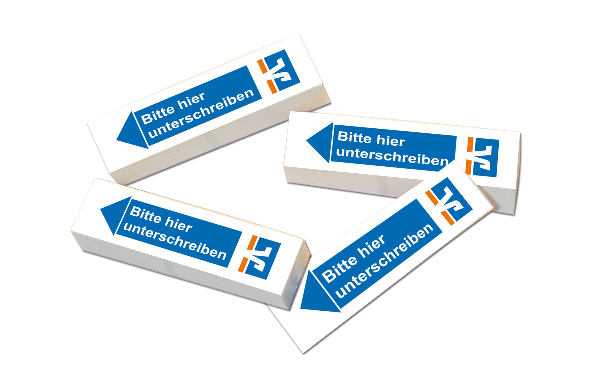 Haftnotizen bitte hier unterschreiben Volksbank links