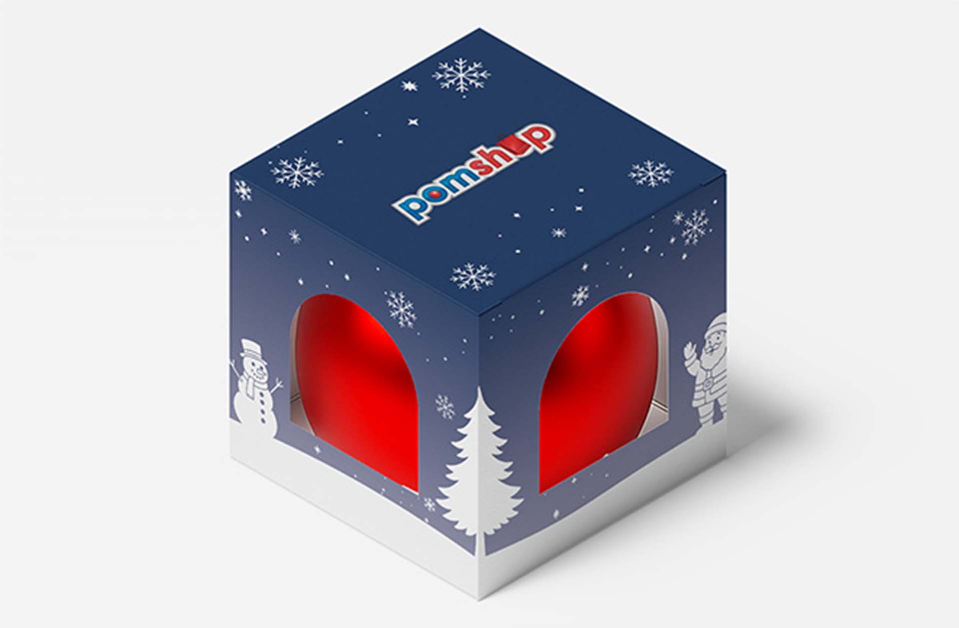 Bedruckte Weihnachtskugel Verpackung mit Fenster 80 mm