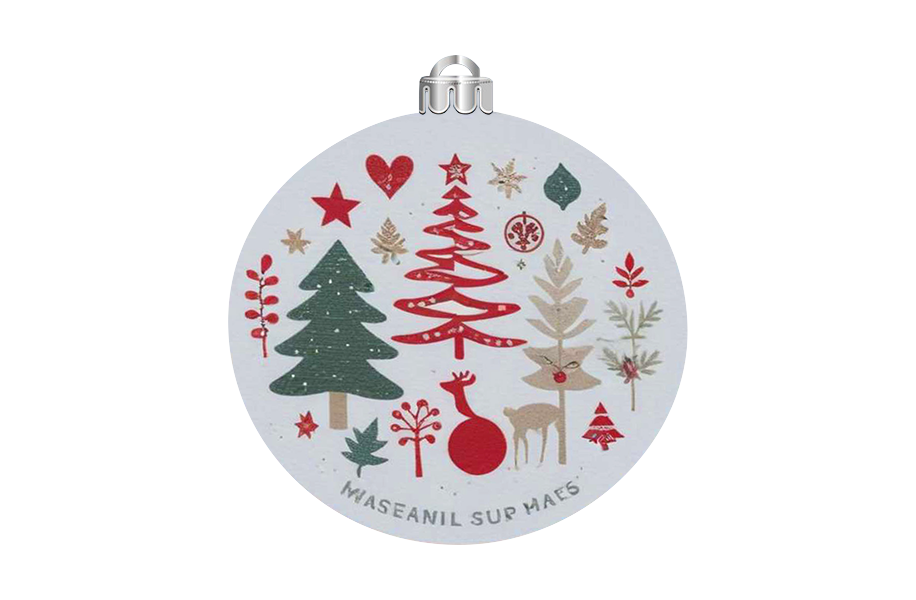 Weihnachtskugel Holz weiß