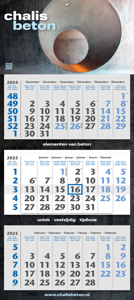 3-Monatskalender Junior 3M Benelux Blau