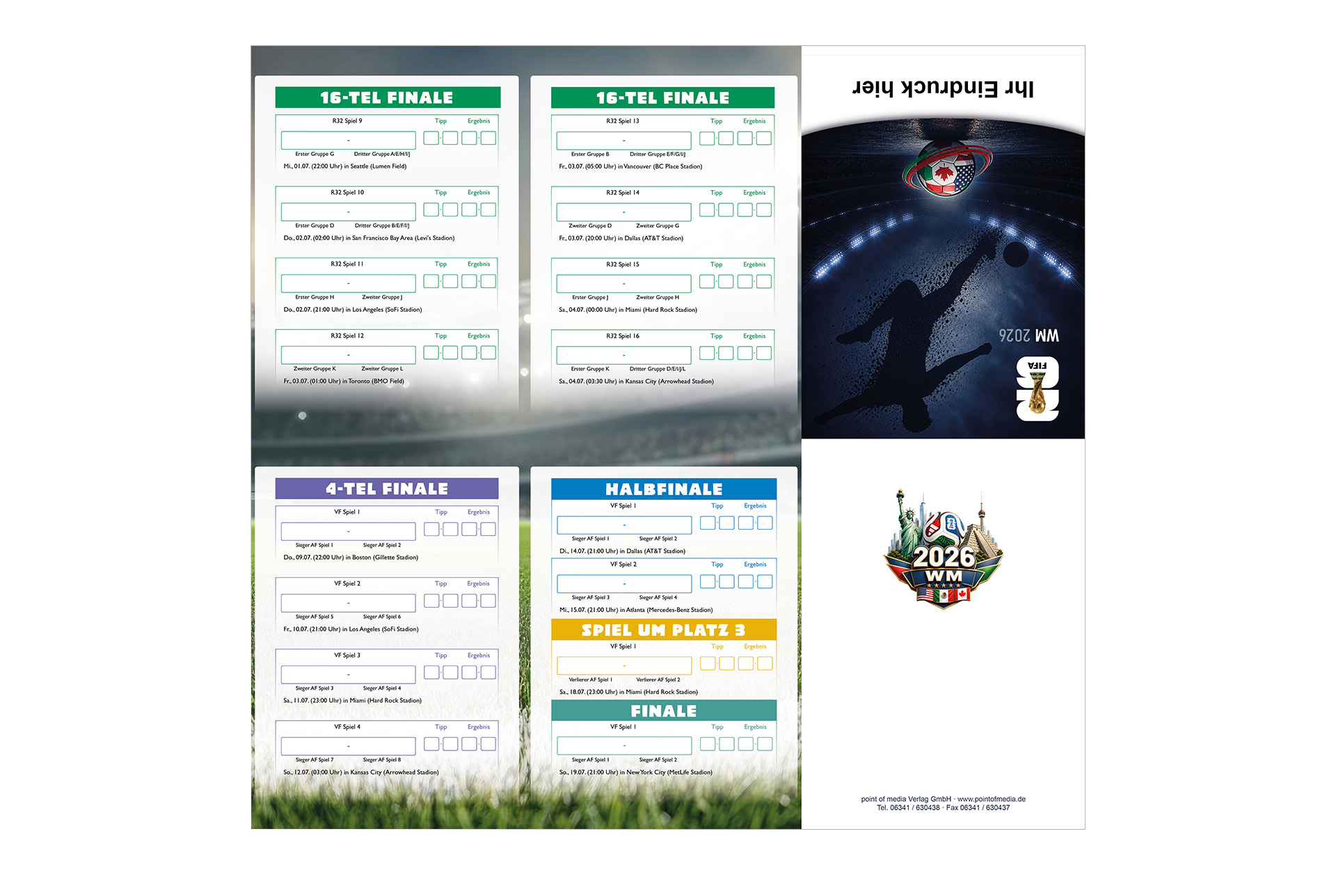 Fußball WM 2026 - Spielplan Faltblatt Sparkasse