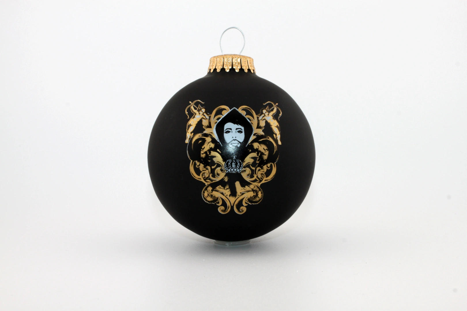 Weihnachtskugel mit logo “ edle schwarze Kugel mit goldverziertem Glöckler-Wappen