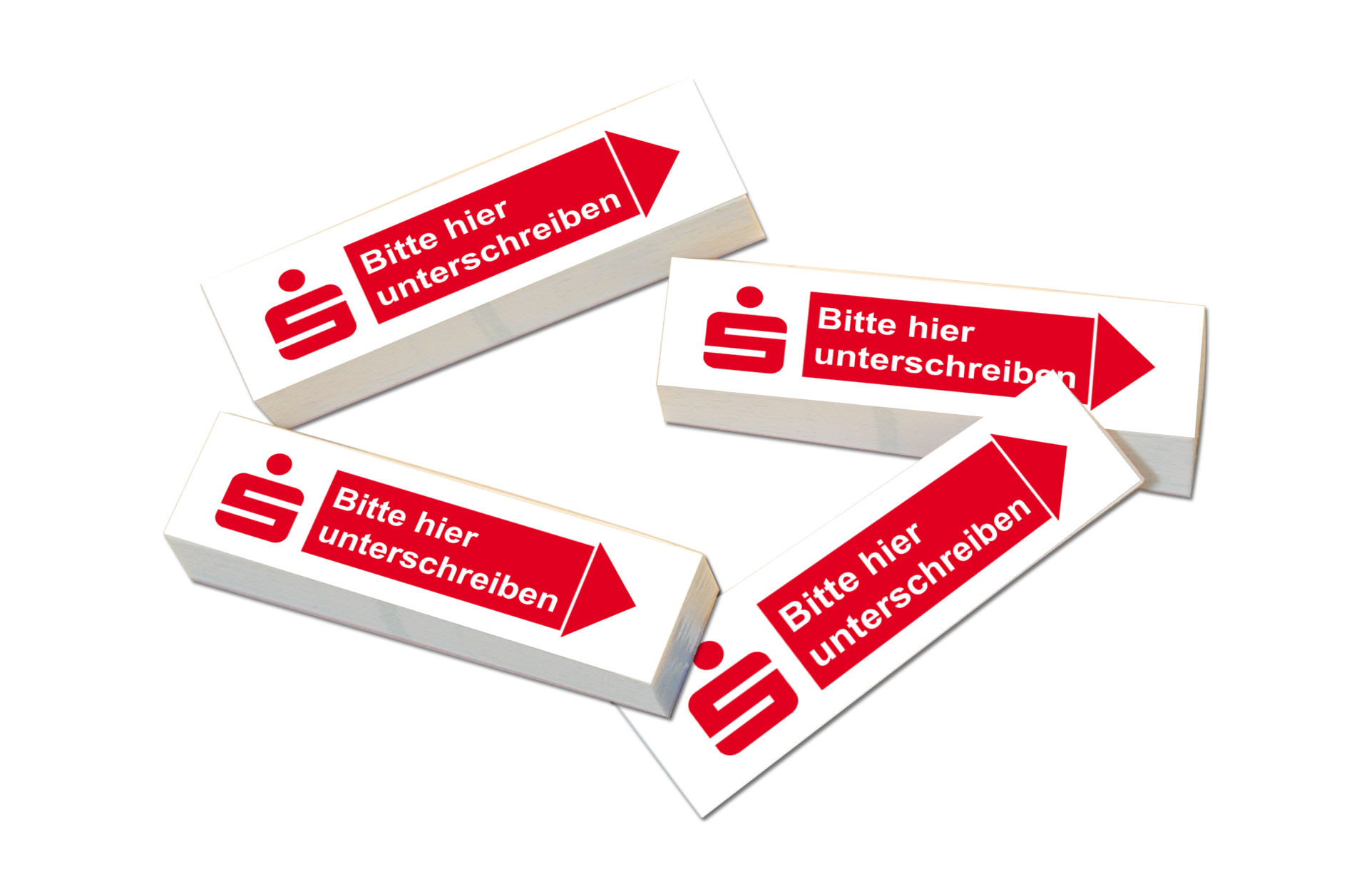 Haftnotizen bitte hier unterschreiben rechts Sparkasse