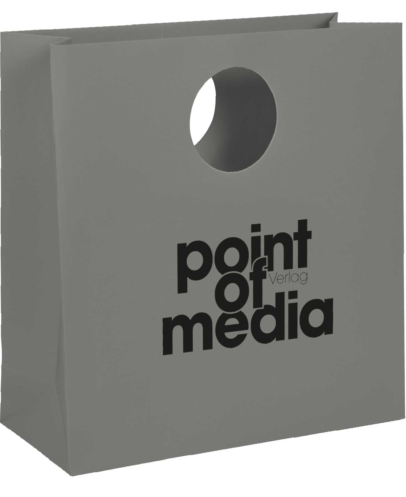 Papier-Tragetasche Avantgarde anthrazit rund mit Logo