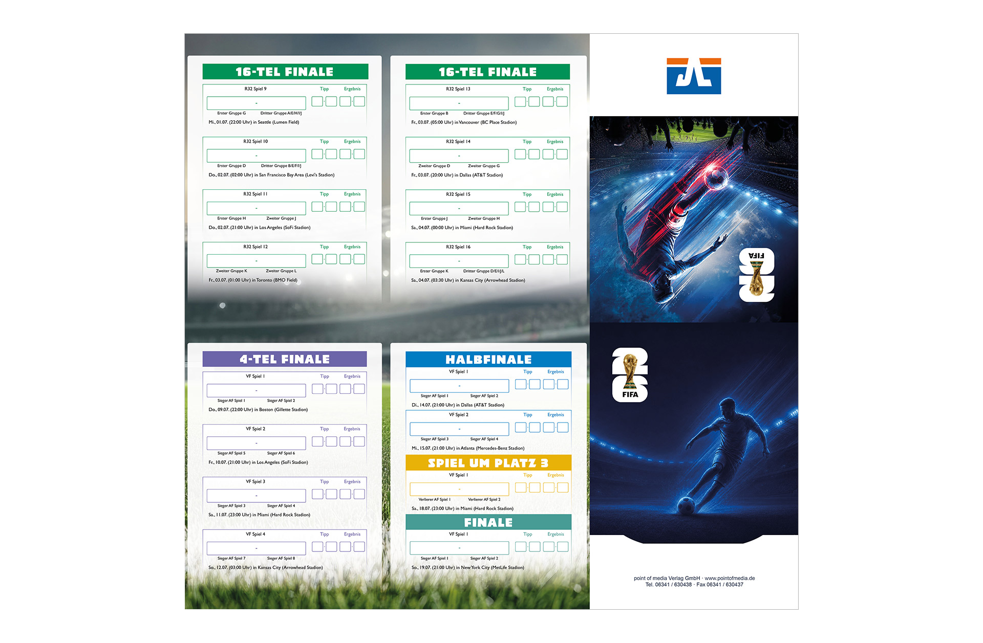 Fußball WM 2026 - Spielplan Faltblatt Volksbank