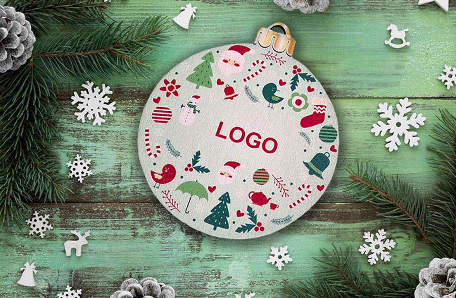Weihnachtskugel Holzkugel weiß